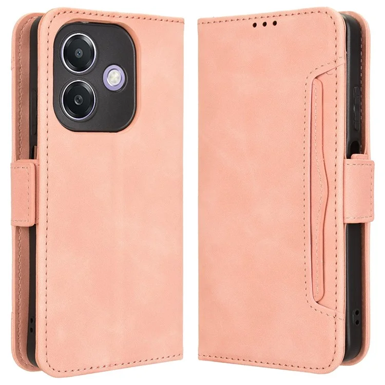 For Oppo A3 4G / A3 5G / A3x 4G / A3x 5G / A40M 4G / A40 4G / A3i 5G / A60 5G Leather Case Phone Wallet Cover with Multiple Card Slots - Pink-Cellmalls
