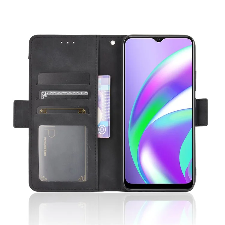 Multiple Card Slots Protective Cover for OPPO A15 Stand Leather Case - Black-Cellmalls