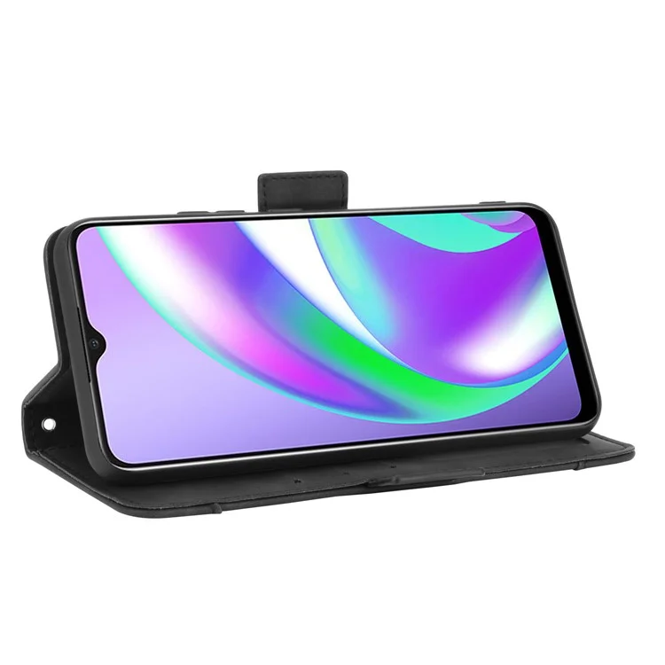 Multiple Card Slots Protective Cover for OPPO A15 Stand Leather Case - Black-Cellmalls