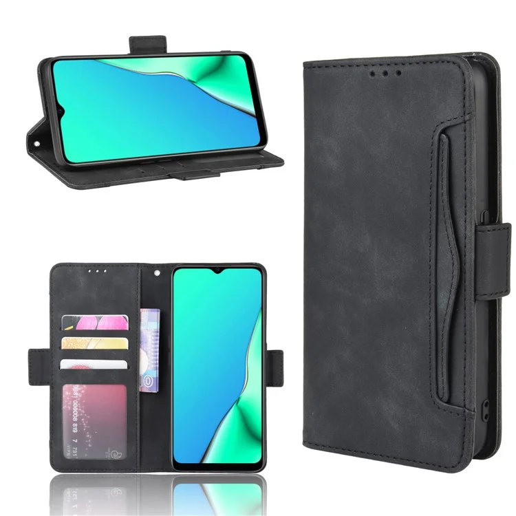 Multiple Card Slots PU Leather Cover for Oppo A9 (2020)/A5 (2020)/A11x - Black-Cellmalls