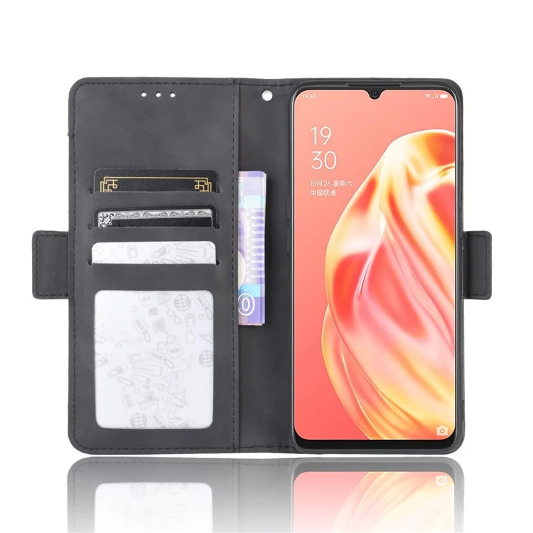 Multiple Card Slots Wallet Leather Protective Cover for OPPO A91 / OPPO F15 / OPPO Reno3 (Southeast Asian Version) - Black-Cellmalls
