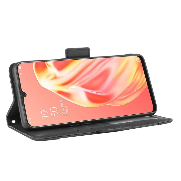 Multiple Card Slots Wallet Leather Protective Cover for OPPO A91 / OPPO F15 / OPPO Reno3 (Southeast Asian Version) - Black-Cellmalls