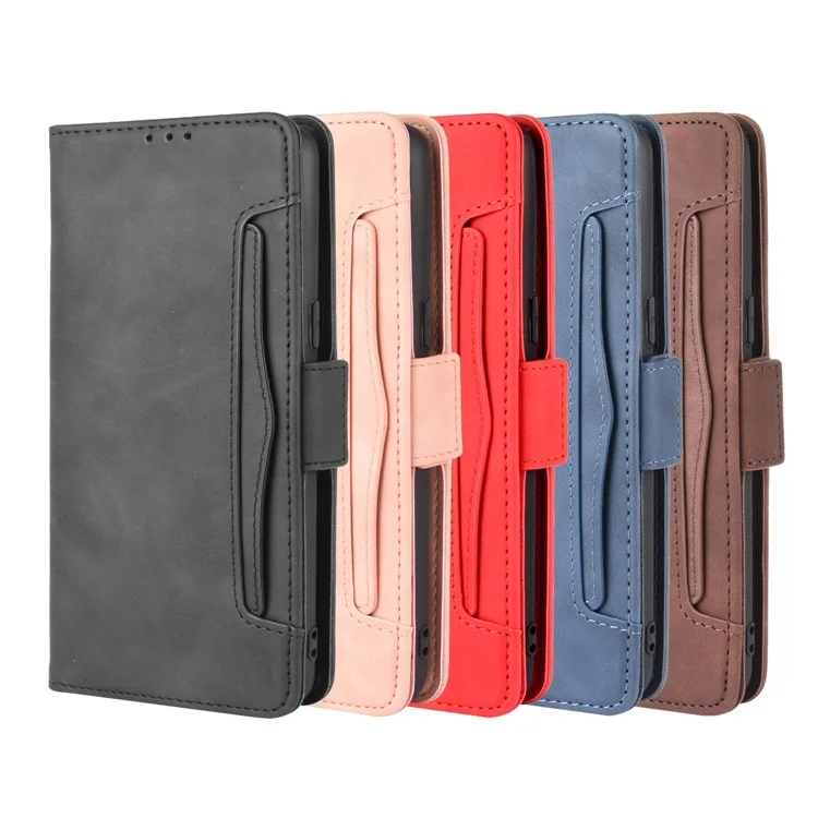 Multiple Card Slots Wallet Stand Phone Stand Case for Realme 5/Realme 5S/Realme 5i/Realme C3 (with Fingerprint Sensor)/Realme 6i - Black-Cellmalls