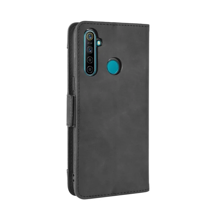 Multiple Card Slots Wallet Stand Phone Stand Case for Realme 5/Realme 5S/Realme 5i/Realme C3 (with Fingerprint Sensor)/Realme 6i - Black-Cellmalls