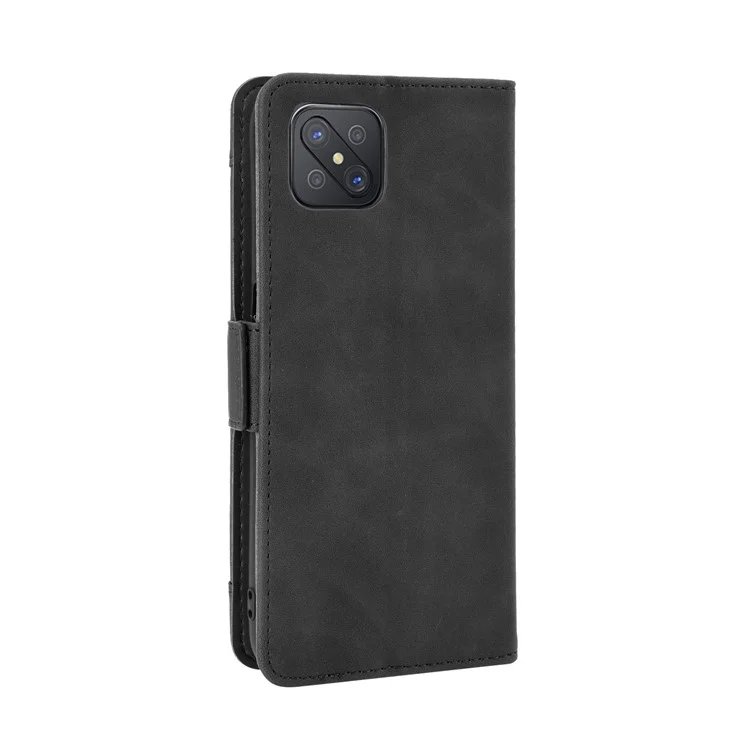 Multiple Card Slots Leather Shell Wallet Cell Phone Cover for OPPO A92s/Reno4 Z 5G with Multi-Angle Stand - Black-Cellmalls