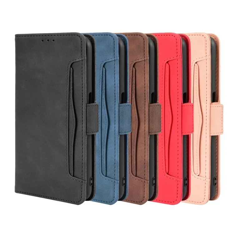 Multiple Card Slots Leather Shell Wallet Cell Phone Cover for OPPO A92s/Reno4 Z 5G with Multi-Angle Stand - Black-Cellmalls