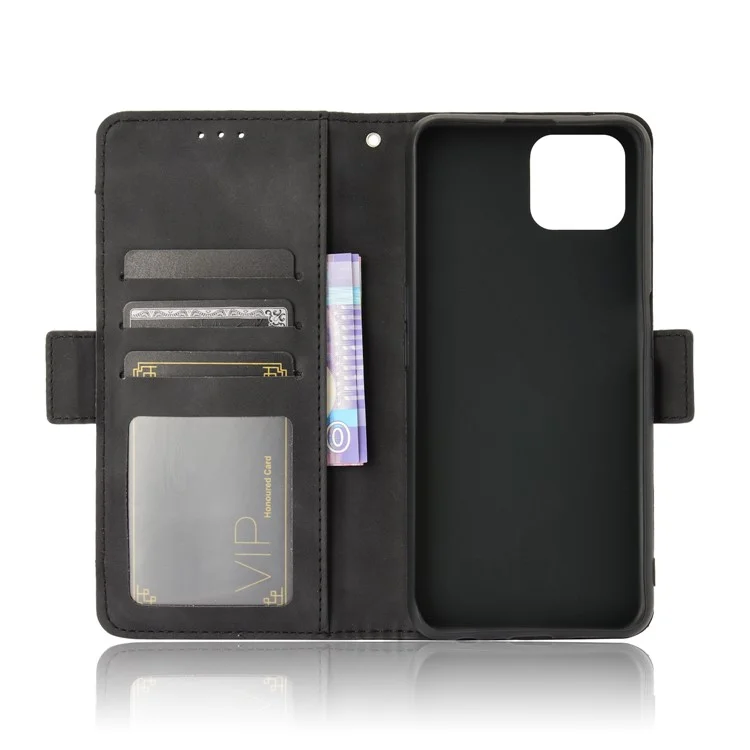 Multiple Card Slots Leather Shell Wallet Cell Phone Cover for OPPO A92s/Reno4 Z 5G with Multi-Angle Stand - Black-Cellmalls