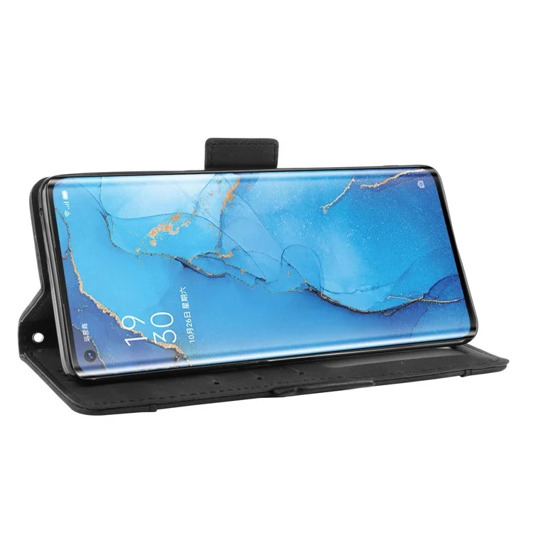 Wallet Leather Phone Case with Multiple Card Slots for OPPO Find X2 Neo / Reno3 Pro 5G (Chinese Edition) / Reno3 Pro (European Edition) - Black-Cellmalls