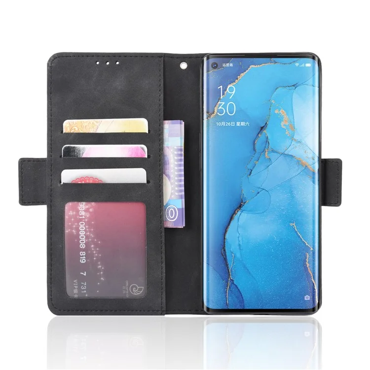 Wallet Leather Phone Case with Multiple Card Slots for OPPO Find X2 Neo / Reno3 Pro 5G (Chinese Edition) / Reno3 Pro (European Edition) - Black-Cellmalls