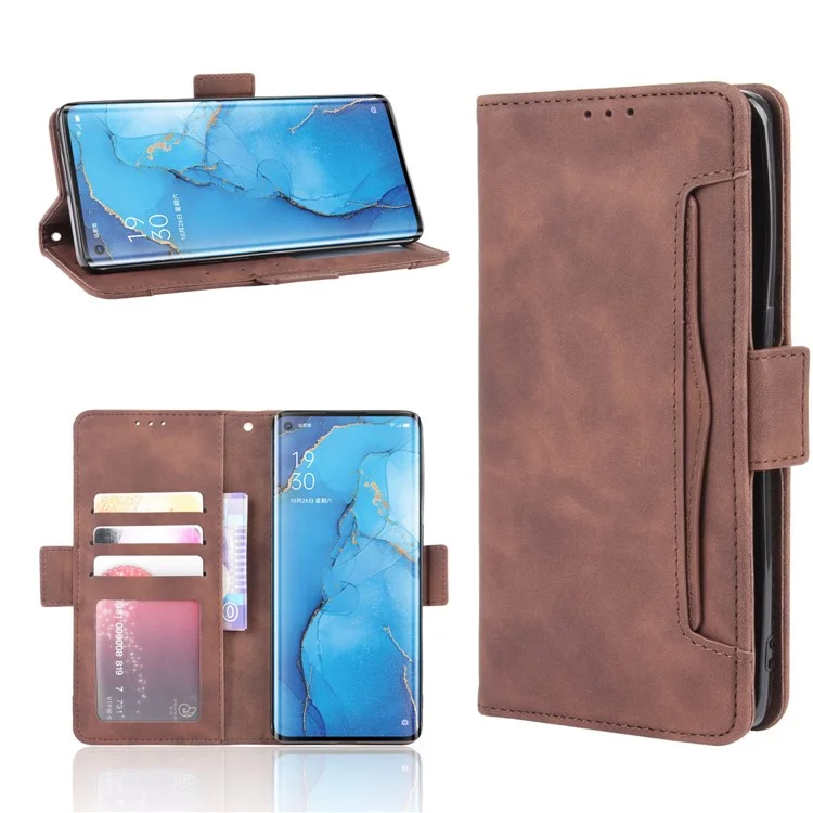 Wallet Leather Phone Case with Multiple Card Slots for OPPO Find X2 Neo / Reno3 Pro 5G (Chinese Edition) / Reno3 Pro (European Edition) - Black-Cellmalls