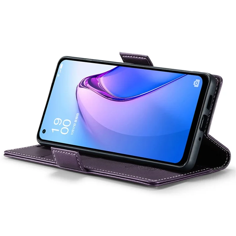 For Oppo Reno8 5G (Global) Leather Case CASEME 023 RFID Blocking 3 Card Slot Mobile Cover - Purple-Cellmalls
