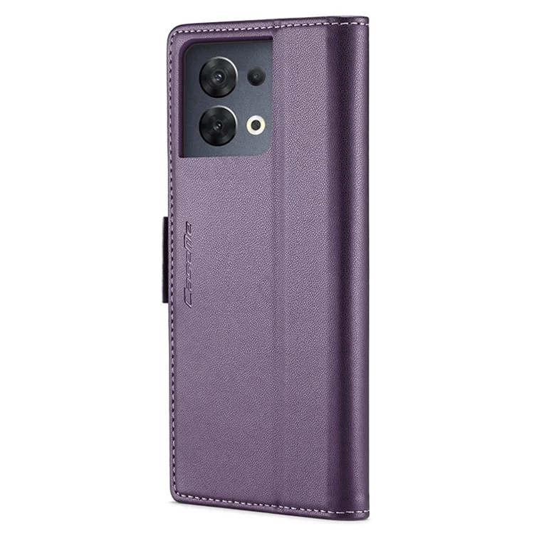 For Oppo Reno8 5G (Global) Leather Case CASEME 023 RFID Blocking 3 Card Slot Mobile Cover - Purple-Cellmalls