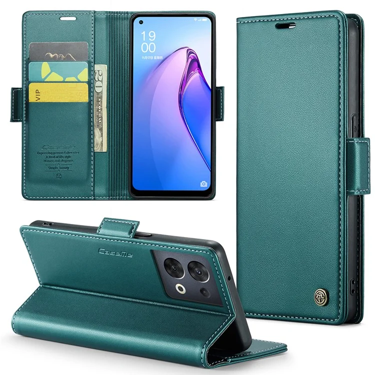 For Oppo Reno8 5G (Global) Leather Case CASEME 023 RFID Blocking 3 Card Slot Mobile Cover - Purple-Cellmalls