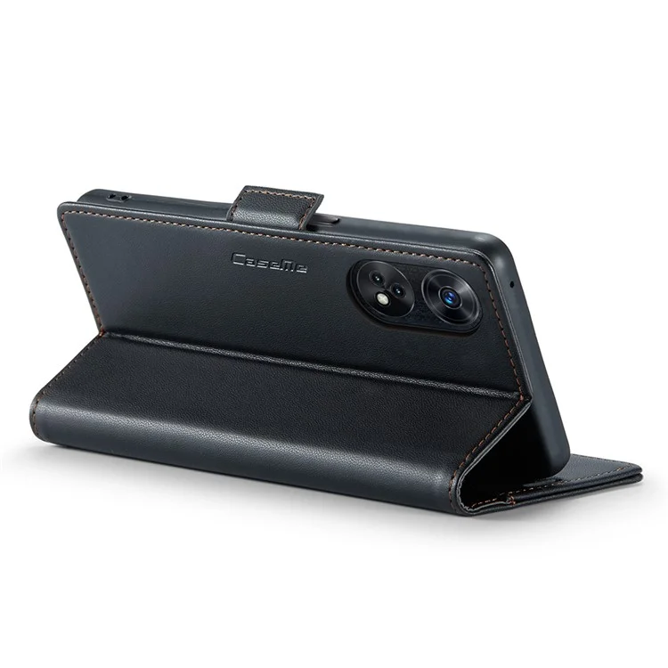 For Oppo Reno8 T 4G Leather Case CASEME 023 RFID Blocking 3 Card Slot Mobile Cover - Black-Cellmalls