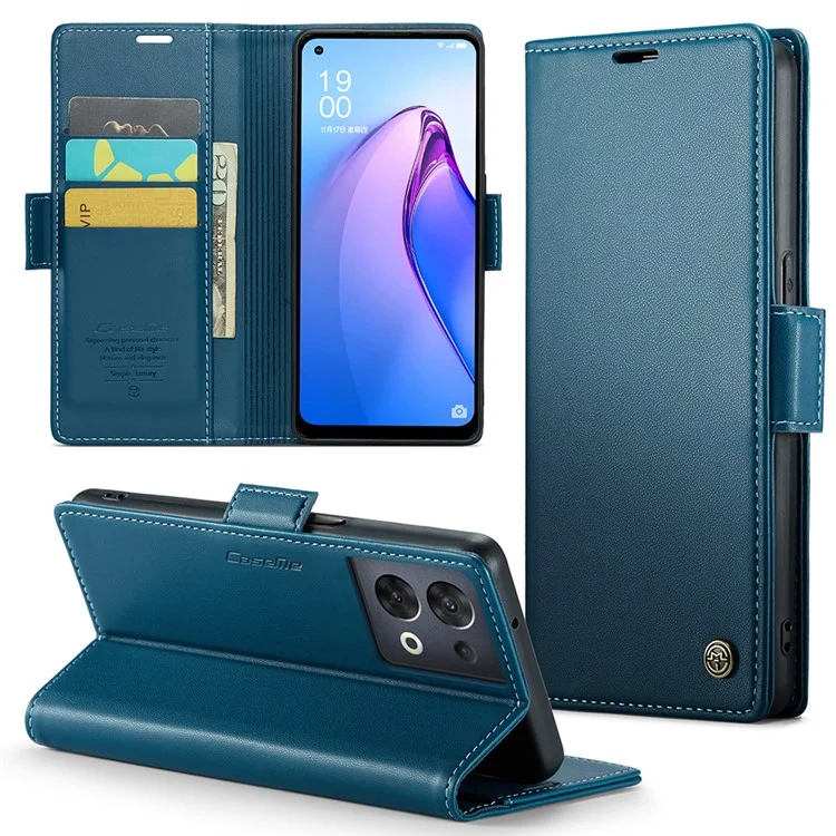 For Oppo Reno8 5G (Global) Leather Case CASEME 023 RFID Blocking 3 Card Slot Mobile Cover - Purple-Cellmalls