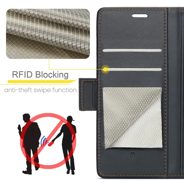 For Oppo Reno8 T 4G Leather Case CASEME 023 RFID Blocking 3 Card Slot Mobile Cover - Black-Cellmalls