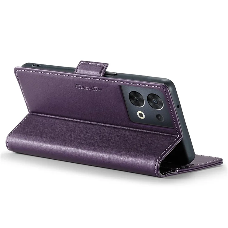 For Oppo Reno8 5G (Global) Leather Case CASEME 023 RFID Blocking 3 Card Slot Mobile Cover - Purple-Cellmalls