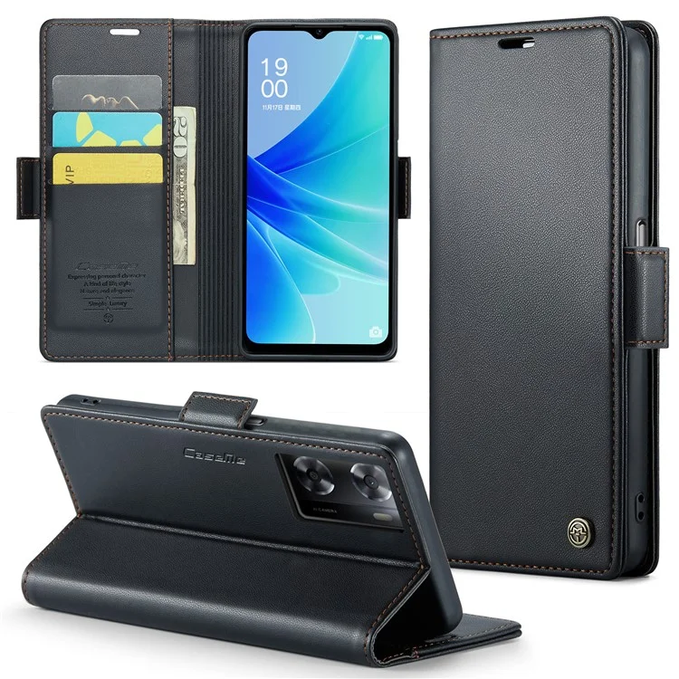 For Oppo A57 4G / A57s 4G / A57e 4G / A77 4G / A77s 4G / OnePlus Nord N20 SE 4G Case CASEME 023 RFID Blocking 3 Card Slot Mobile Cover - Black-Cellmalls