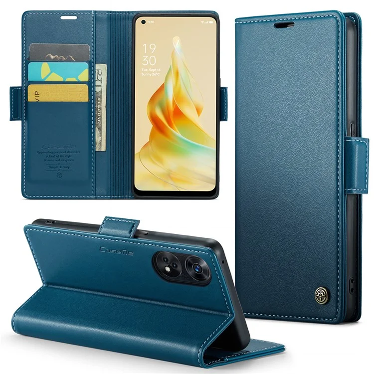 For Oppo Reno8 T 4G Leather Case CASEME 023 RFID Blocking 3 Card Slot Mobile Cover - Black-Cellmalls
