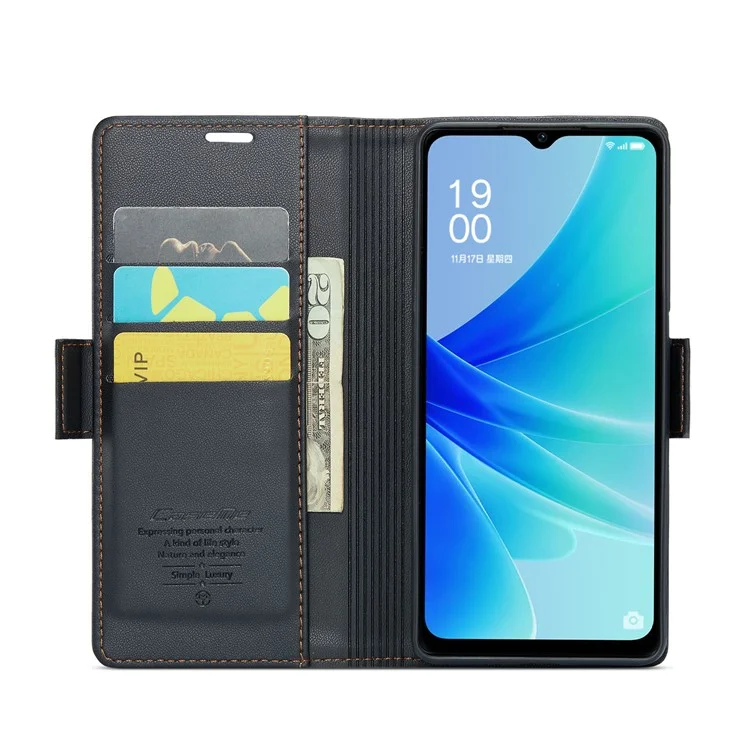For Oppo A57 4G / A57s 4G / A57e 4G / A77 4G / A77s 4G / OnePlus Nord N20 SE 4G Case CASEME 023 RFID Blocking 3 Card Slot Mobile Cover - Black-Cellmalls