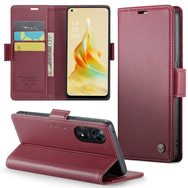 For Oppo Reno8 T 4G Leather Case CASEME 023 RFID Blocking 3 Card Slot Mobile Cover - Black-Cellmalls