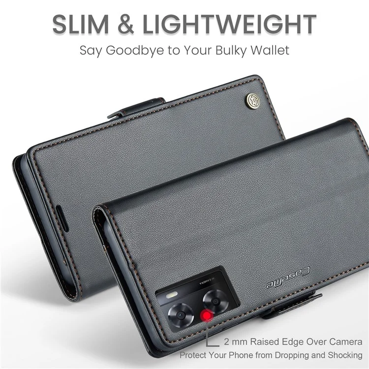 For Oppo A57 4G / A57s 4G / A57e 4G / A77 4G / A77s 4G / OnePlus Nord N20 SE 4G Case CASEME 023 RFID Blocking 3 Card Slot Mobile Cover - Black-Cellmalls