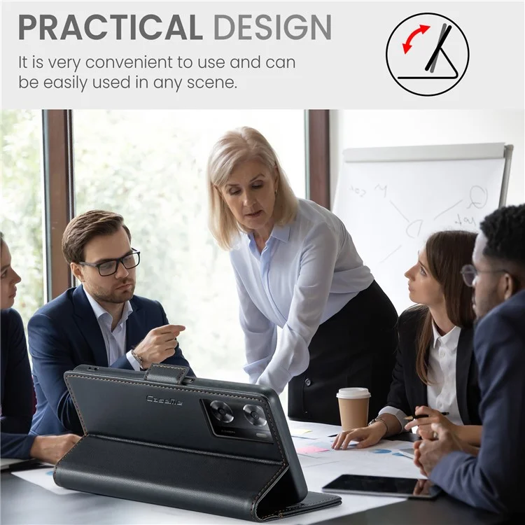 For Oppo A57 4G / A57s 4G / A57e 4G / A77 4G / A77s 4G / OnePlus Nord N20 SE 4G Case CASEME 023 RFID Blocking 3 Card Slot Mobile Cover - Black-Cellmalls