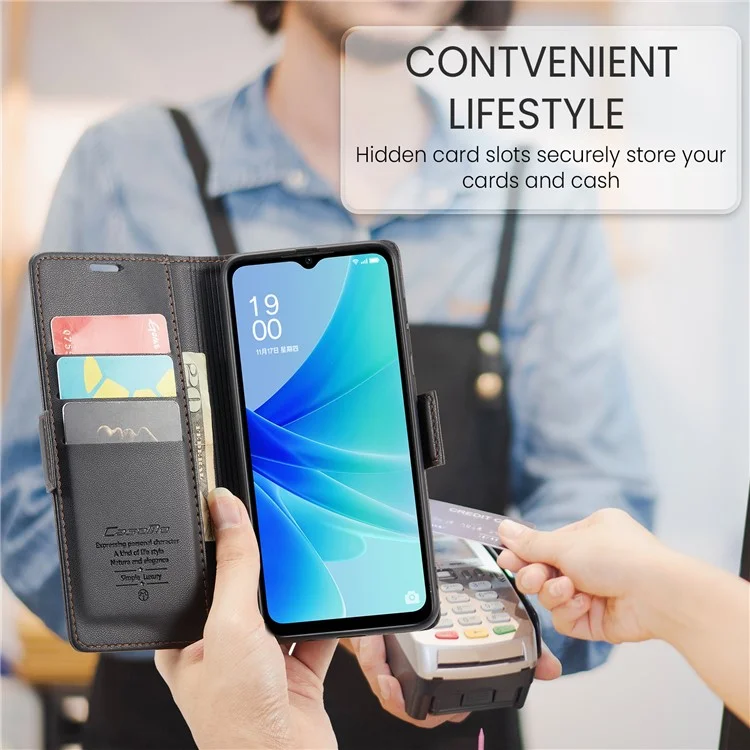 For Oppo A57 4G / A57s 4G / A57e 4G / A77 4G / A77s 4G / OnePlus Nord N20 SE 4G Case CASEME 023 RFID Blocking 3 Card Slot Mobile Cover - Black-Cellmalls