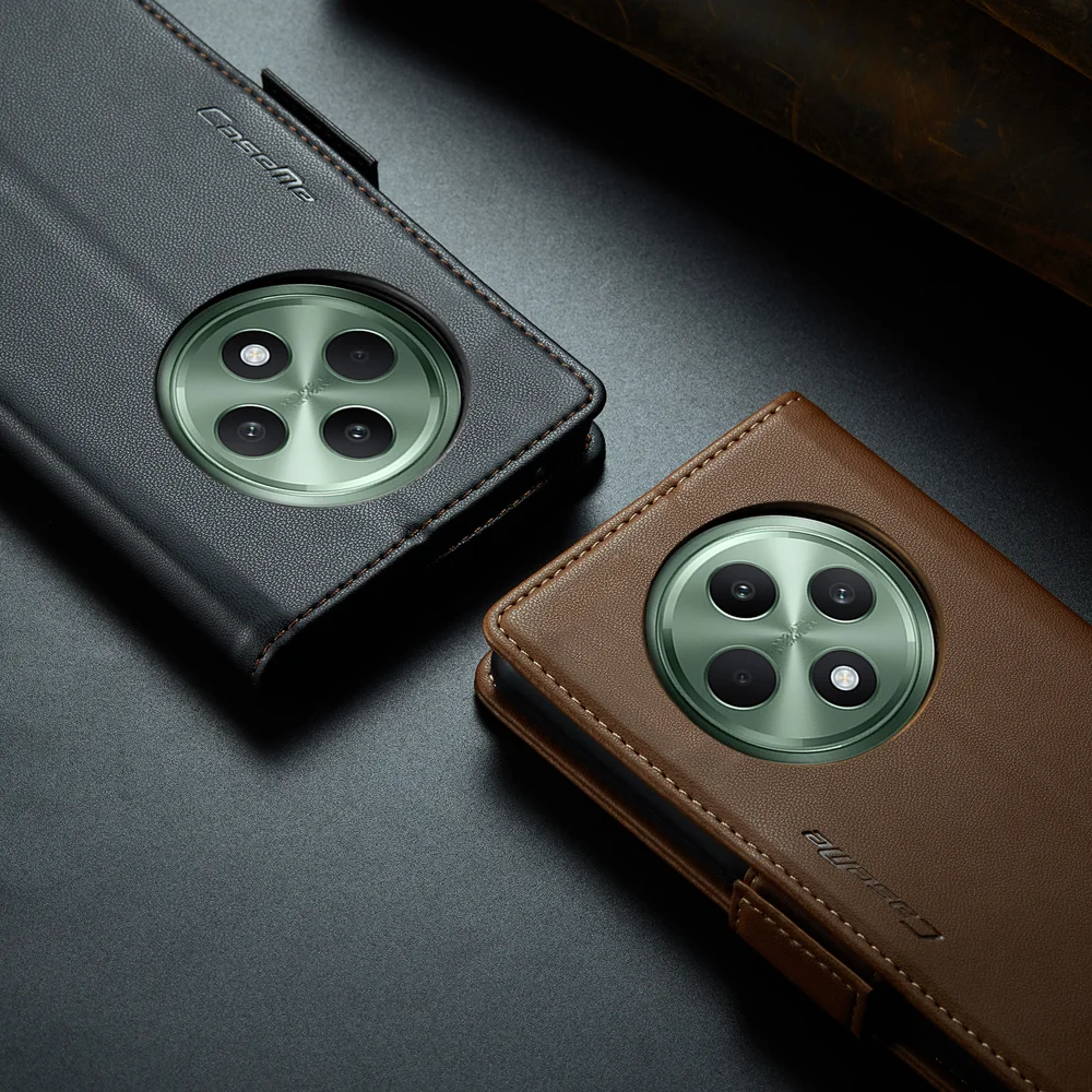 For Oppo Reno12 F 5G Case CASEME 023 Series RFID Blocking Glossy Stand Phone Cover - Green-Cellmalls