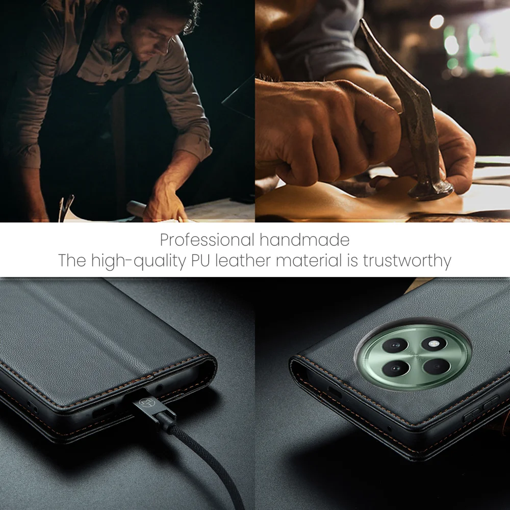 For Oppo Reno12 F 5G Case CASEME 023 Series RFID Blocking Glossy Stand Phone Cover - Green-Cellmalls