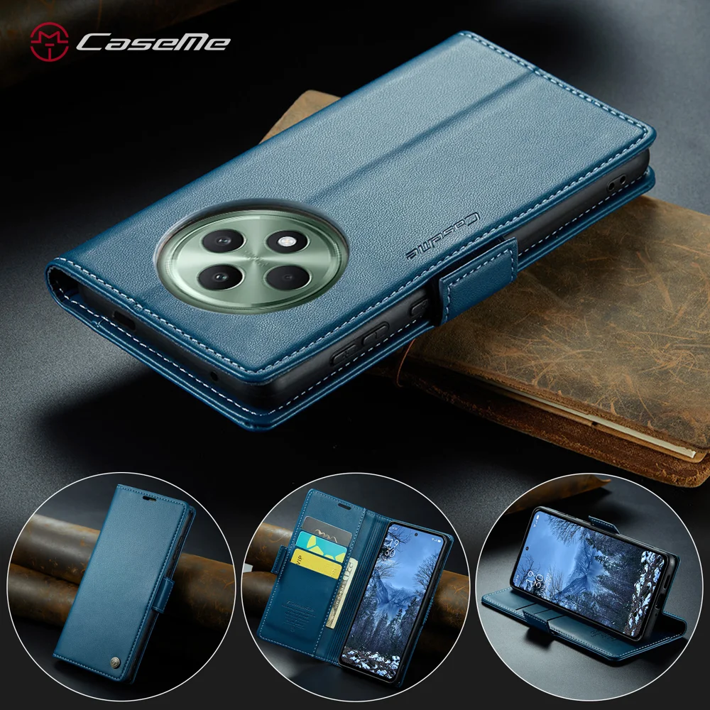 For Oppo Reno12 F 5G Case CASEME 023 Series RFID Blocking Glossy Stand Phone Cover - Green-Cellmalls