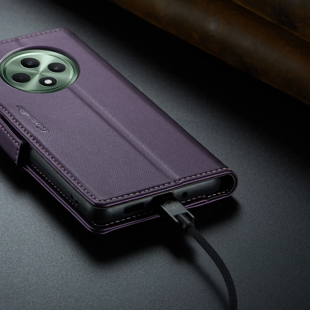 For Oppo Reno12 F 5G Case CASEME 023 Series RFID Blocking Glossy Stand Phone Cover - Green-Cellmalls