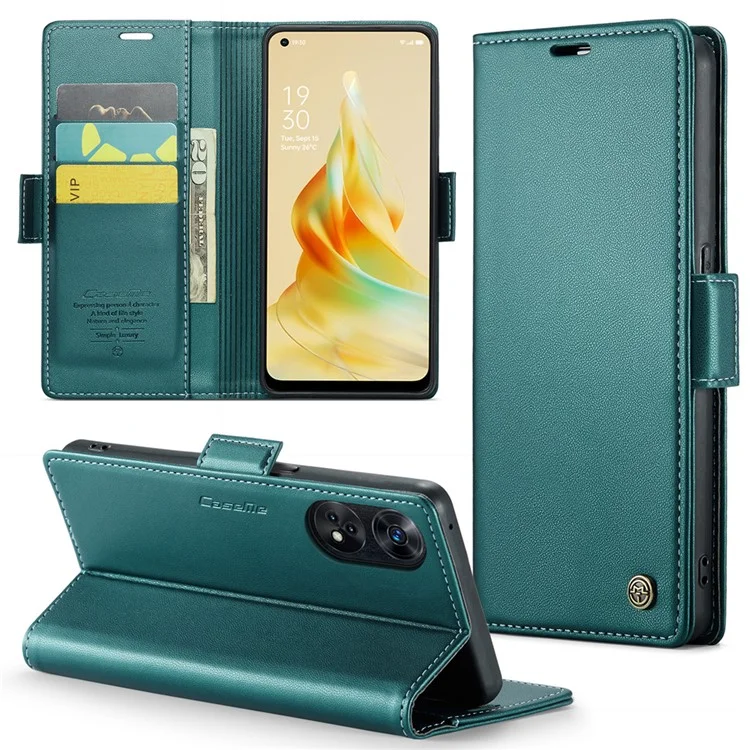 For Oppo Reno8 T 4G Leather Case CASEME 023 RFID Blocking 3 Card Slot Mobile Cover - Black-Cellmalls