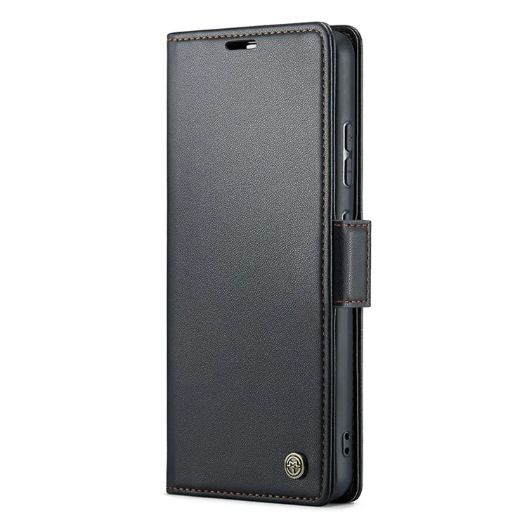 CASEME 023 Series For Oppo A78 4G Case RFID Blocking PU Leather Glossy Phone Wallet Cover - Black-Cellmalls