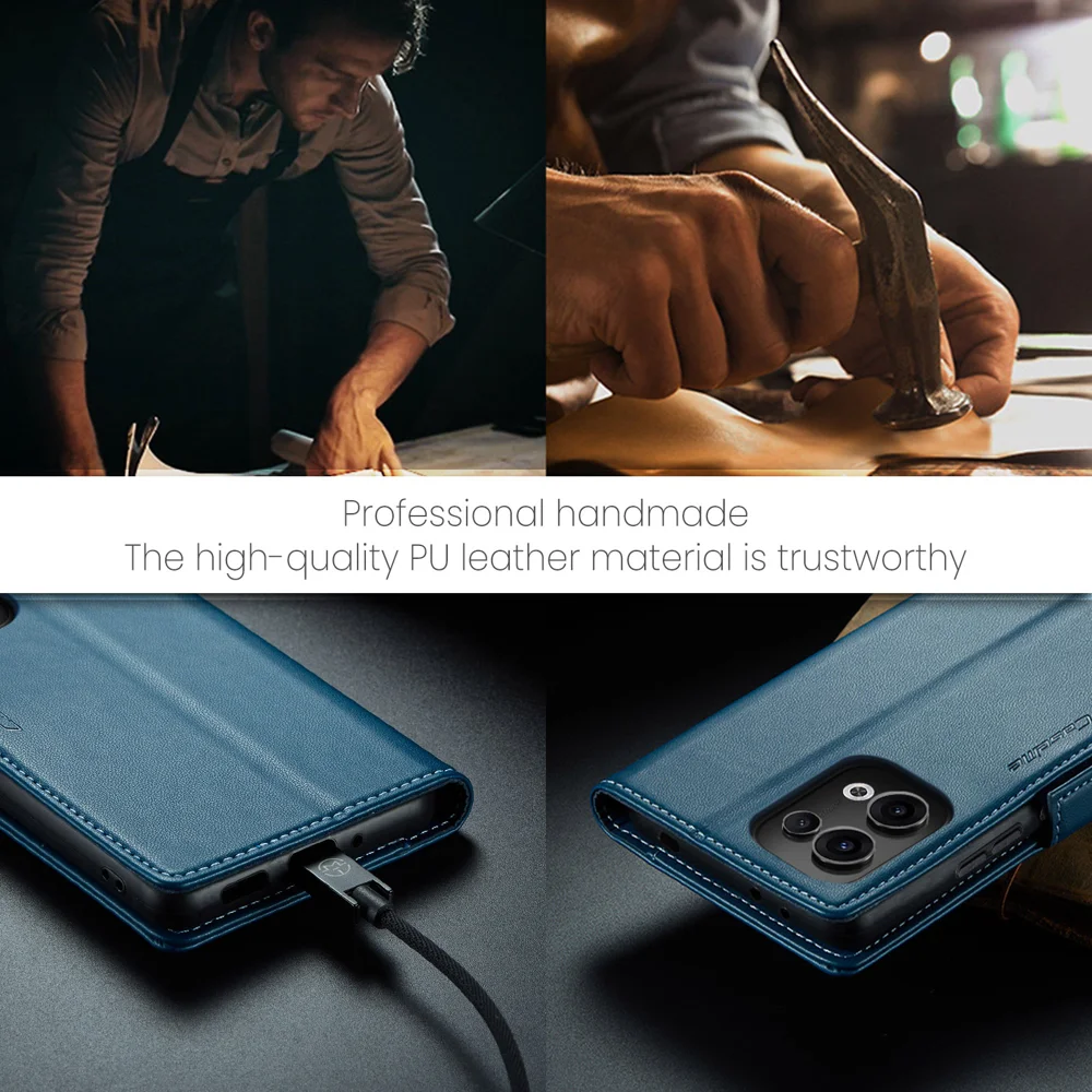 For Oppo Reno13 5G (Global) Case CASEME 023 Series RFID Blocking Leather Wallet Stand Phone Cover - Green-Cellmalls