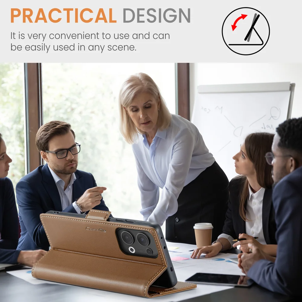 For Oppo Reno13 5G (Global) Case CASEME 023 Series RFID Blocking Leather Wallet Stand Phone Cover - Green-Cellmalls