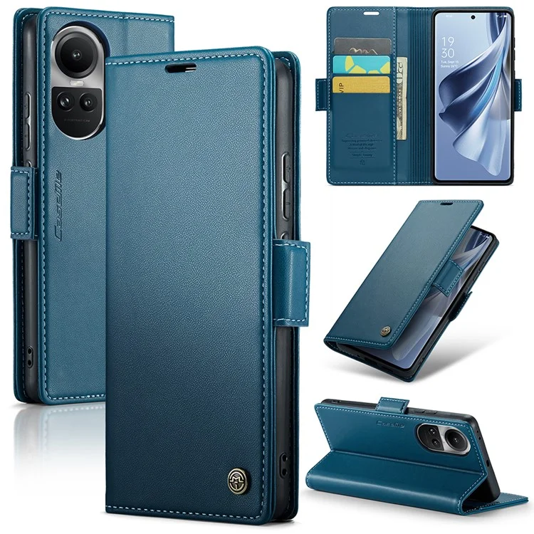 For Oppo Reno10 5G (Global) / Reno10 Pro 5G (Global) Leather Case CASEME 023 RFID Blocking 3 Card Slot Mobile Cover - Blue-Cellmalls