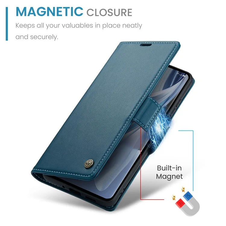 For Oppo Reno10 5G (Global) / Reno10 Pro 5G (Global) Leather Case CASEME 023 RFID Blocking 3 Card Slot Mobile Cover - Blue-Cellmalls