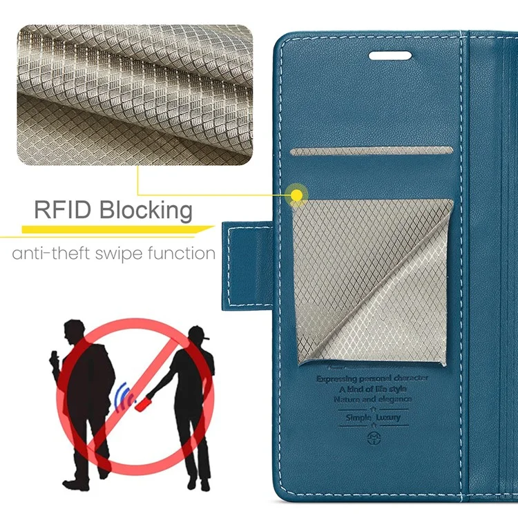 For Oppo Reno10 5G (Global) / Reno10 Pro 5G (Global) Leather Case CASEME 023 RFID Blocking 3 Card Slot Mobile Cover - Blue-Cellmalls