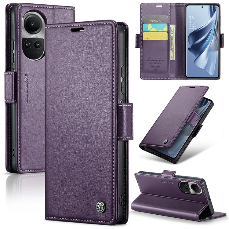 For Oppo Reno10 5G (Global) / Reno10 Pro 5G (Global) Leather Case CASEME 023 RFID Blocking 3 Card Slot Mobile Cover - Blue-Cellmalls