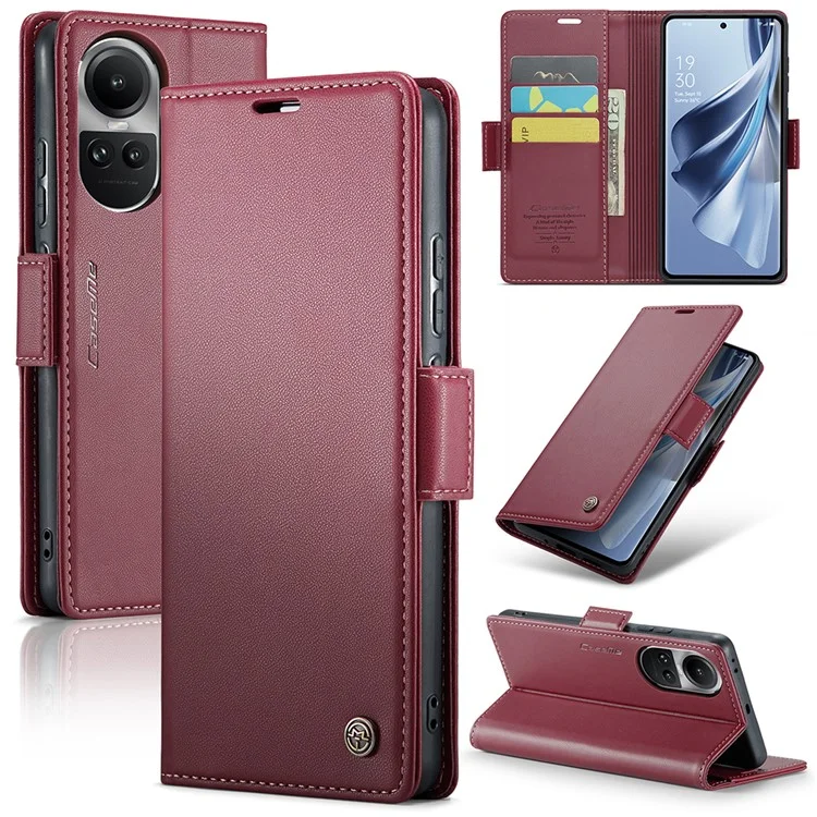 For Oppo Reno10 5G (Global) / Reno10 Pro 5G (Global) Leather Case CASEME 023 RFID Blocking 3 Card Slot Mobile Cover - Blue-Cellmalls