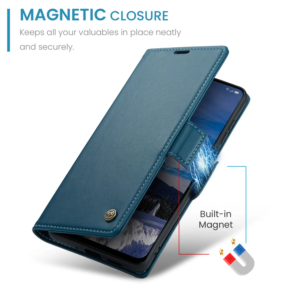 For Oppo Reno12 5G (Global) Case CASEME 023 Series RFID Blocking Glossy Stand Phone Cover - Green-Cellmalls