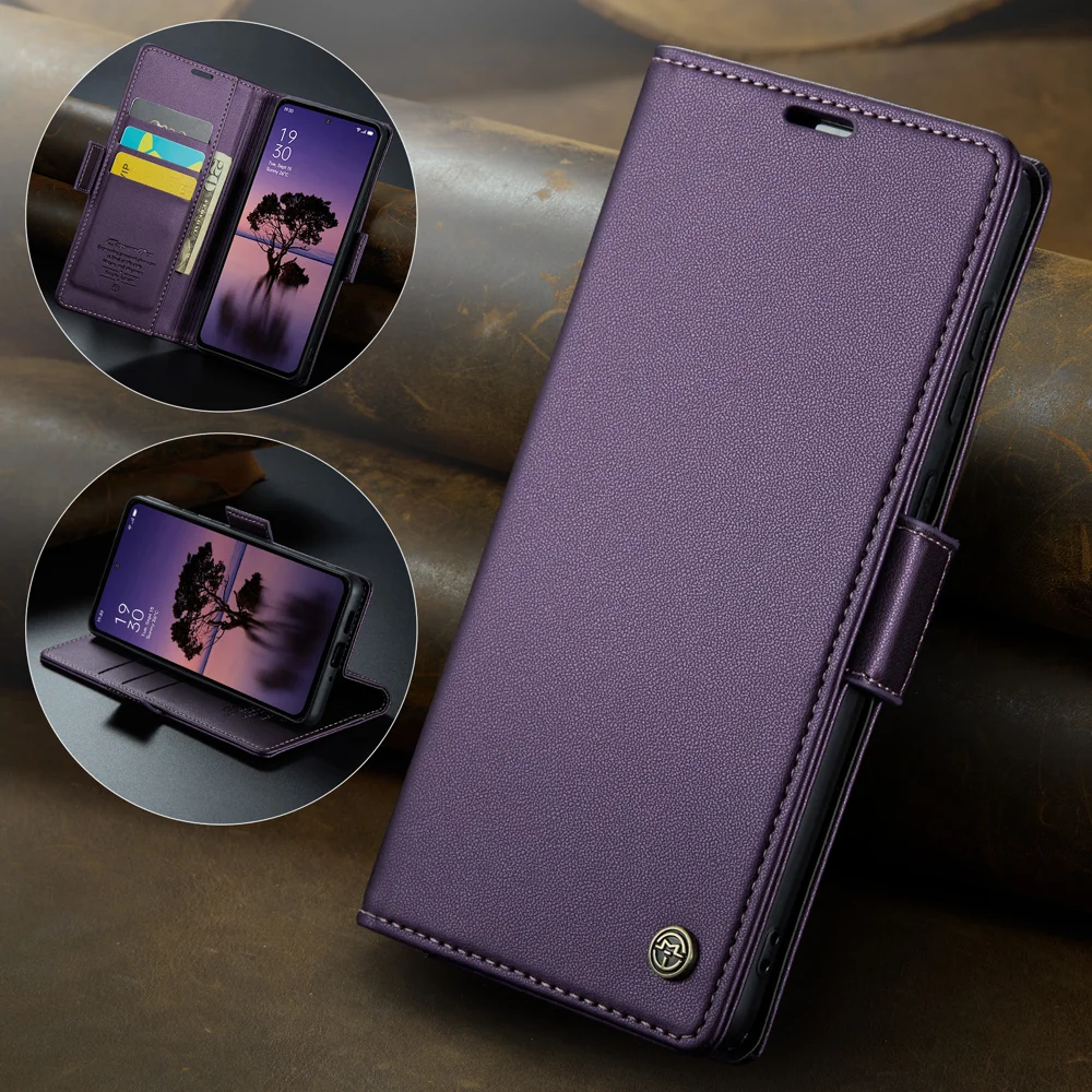 For Oppo Reno12 Pro 5G (Global) Case CASEME 023 Series RFID Blocking Glossy Stand Phone Cover - Green-Cellmalls