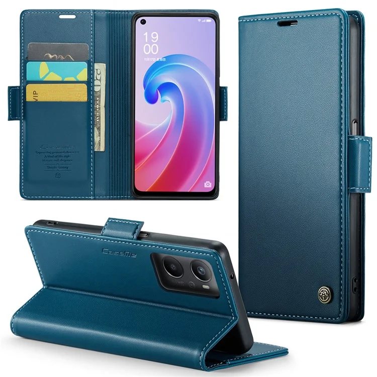 For Oppo A96 4G / A36 / A76 / K10 4G / Realme 9i 4G Leather Case CASEME 023 RFID Blocking 3 Card Slot Mobile Cover - Black-Cellmalls