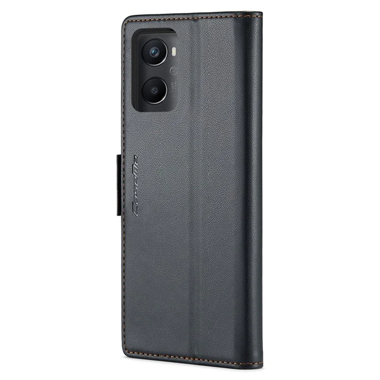 For Oppo A96 4G / A36 / A76 / K10 4G / Realme 9i 4G Leather Case CASEME 023 RFID Blocking 3 Card Slot Mobile Cover - Black-Cellmalls
