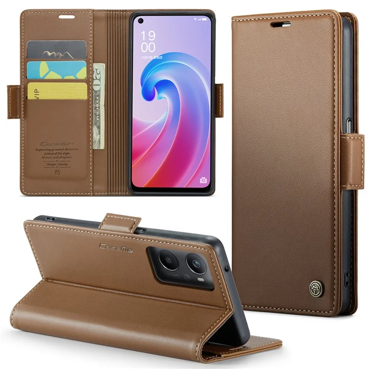 For Oppo A96 4G / A36 / A76 / K10 4G / Realme 9i 4G Leather Case CASEME 023 RFID Blocking 3 Card Slot Mobile Cover - Black-Cellmalls