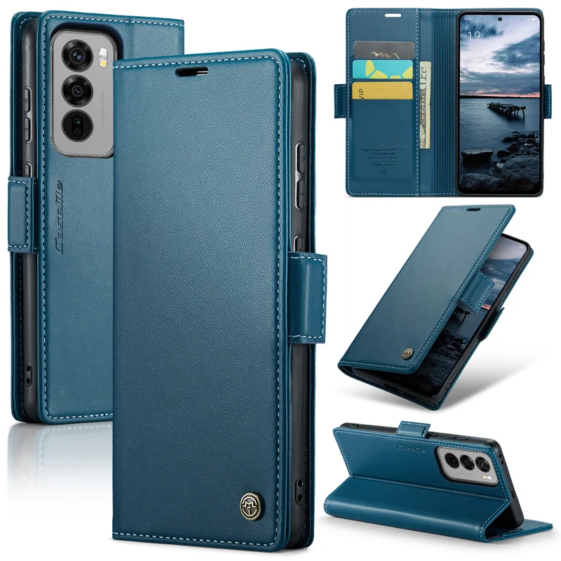 For Oppo Reno12 Pro 5G (Global) Case CASEME 023 Series RFID Blocking Glossy Stand Phone Cover - Green-Cellmalls