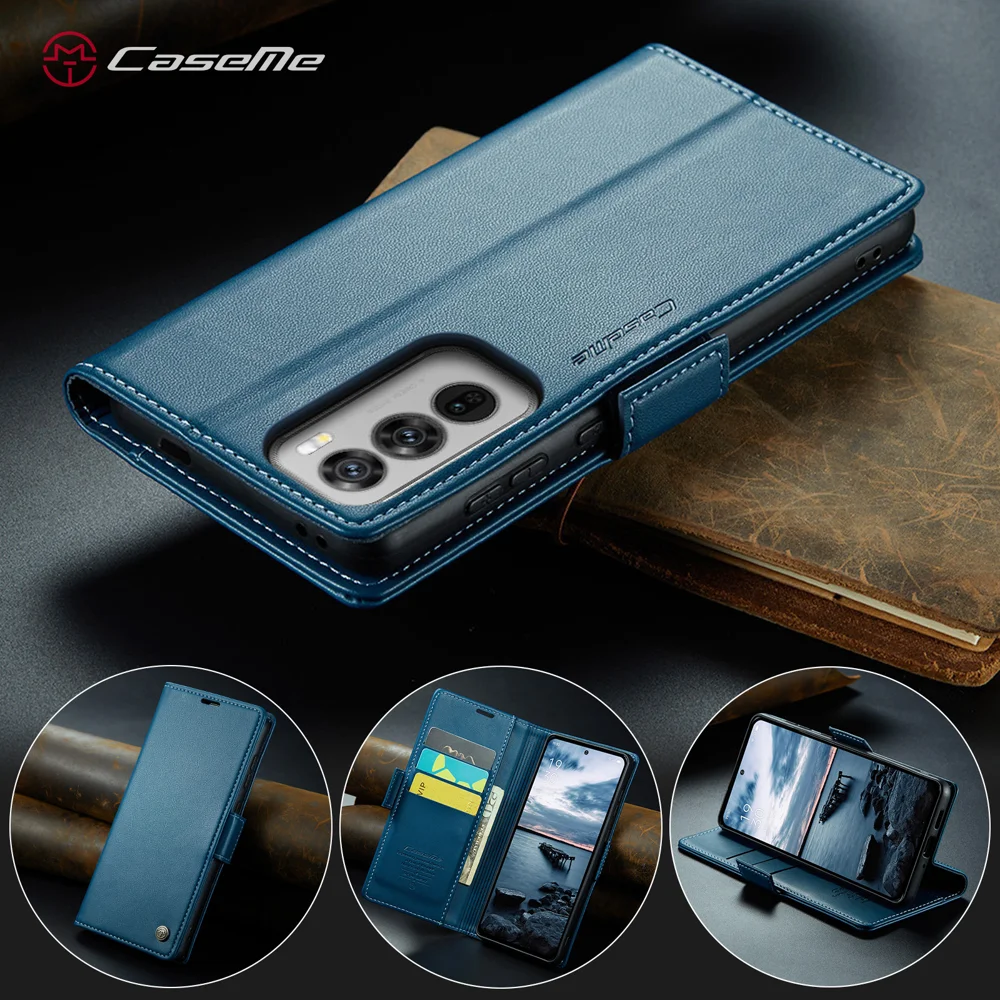 For Oppo Reno12 Pro 5G (Global) Case CASEME 023 Series RFID Blocking Glossy Stand Phone Cover - Green-Cellmalls