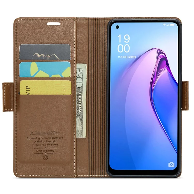 For Oppo A96 (China) 5G / Reno7 Z 5G / Reno7 Lite 5G / Reno8 Lite 5G / F21 Pro 5G / Reno8 Z 5G Leather Case CASEME 023 RFID Blocking Card Slot - Brown-Cellmalls