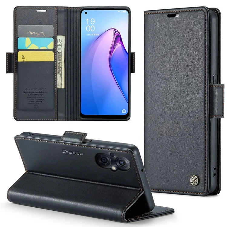 For Oppo A96 (China) 5G / Reno7 Z 5G / Reno7 Lite 5G / Reno8 Lite 5G / F21 Pro 5G / Reno8 Z 5G Leather Case CASEME 023 RFID Blocking Card Slot - Brown-Cellmalls